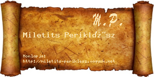 Miletits Periklész névjegykártya